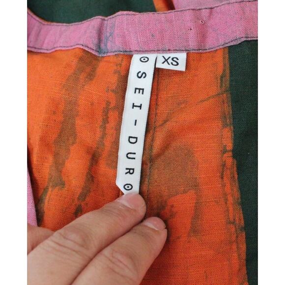 Osei Duro Carmine Torium Multicolor Waist Tie Linen Dress Size XS - Picture 5 of 5